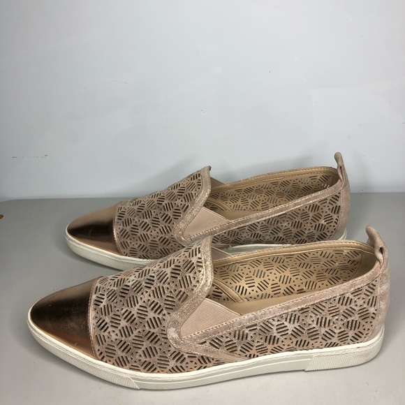 Karl Lagerfeld Rose Gold Leather Cut Out Cap Toe Slip On Sneaker Shoes Women 41B - Picture 11 of 16